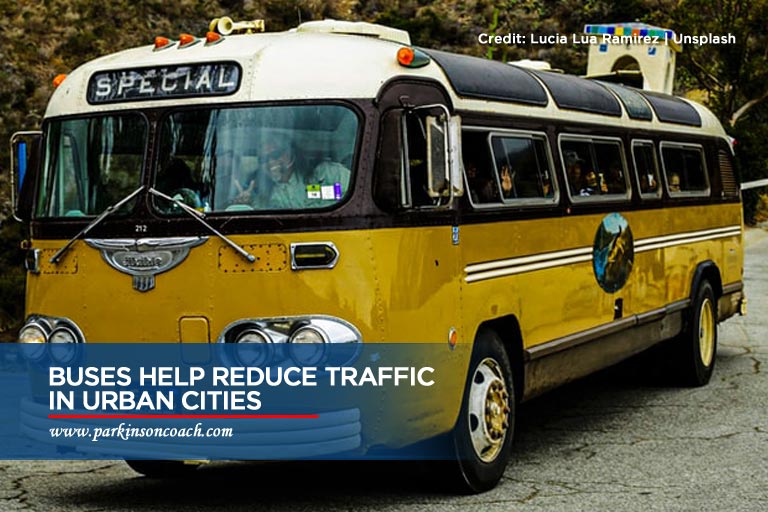 Buses help reduce traffic in urban cities 